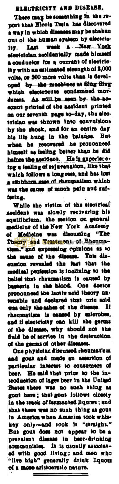 Preview of Electricity and Disease article
