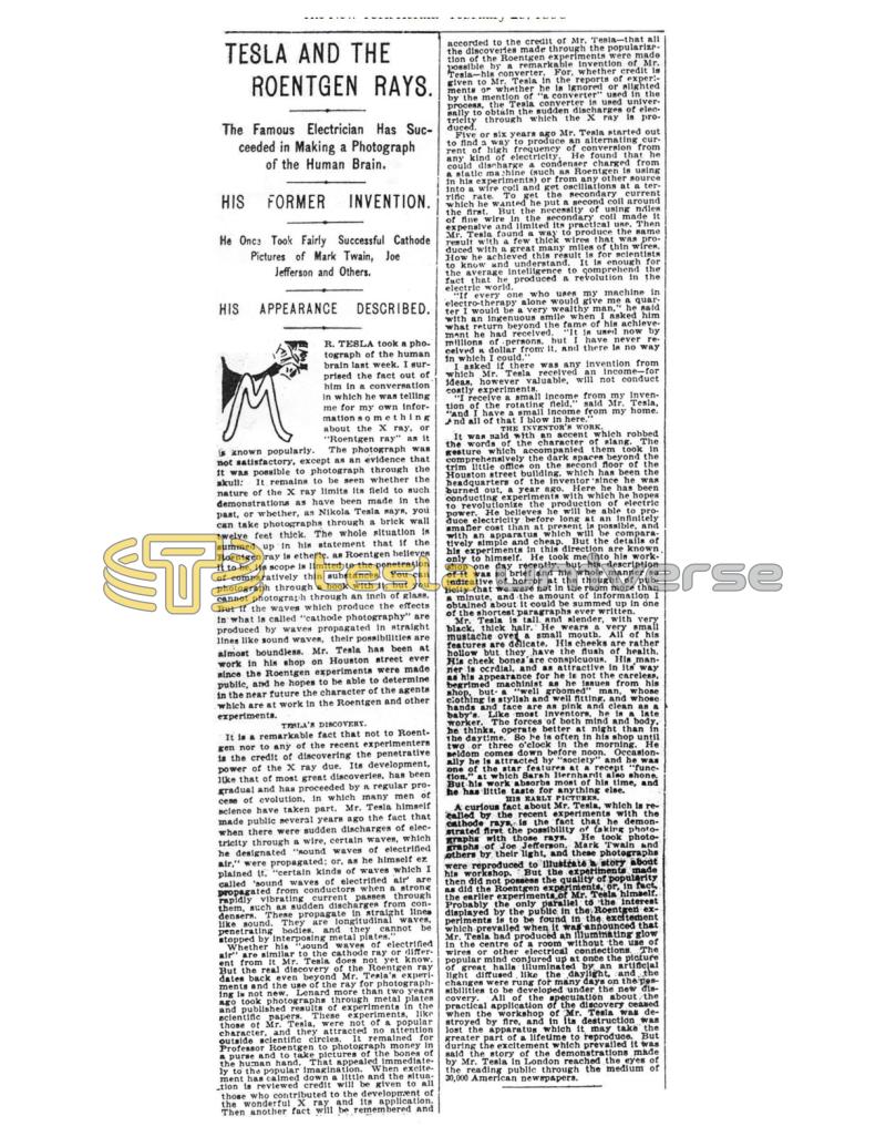 Preview of Tesla and the Roentgen Rays article