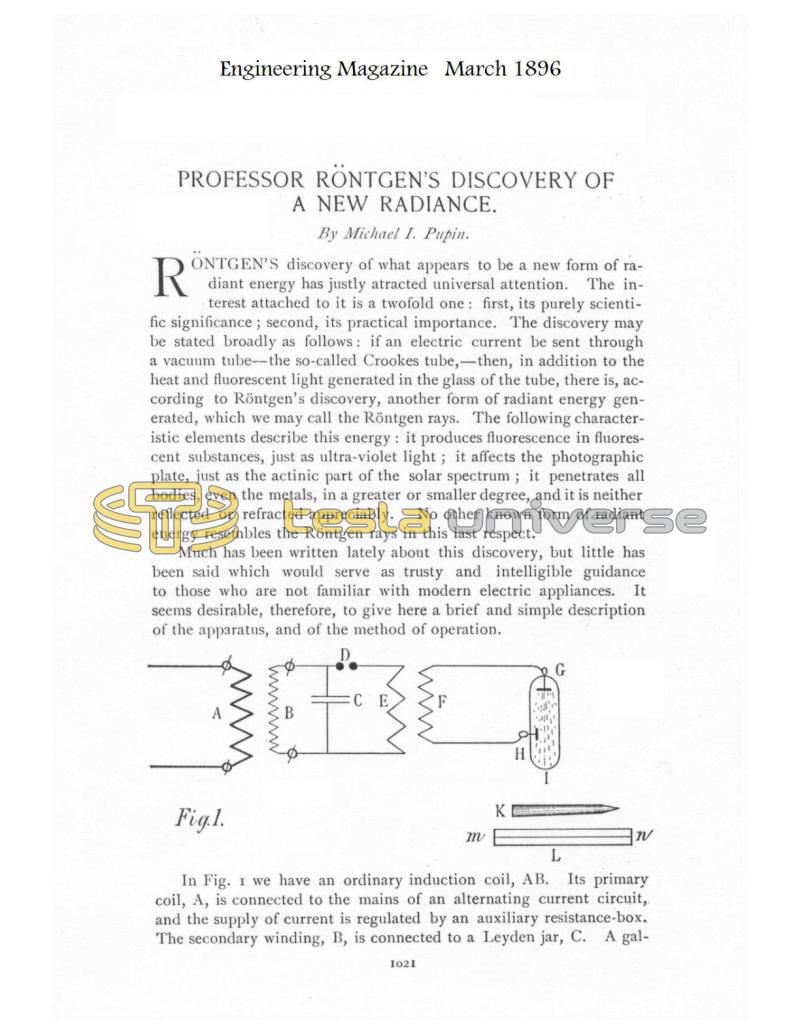 Preview of Professor Röntgen's Discovery of a New Radiance article