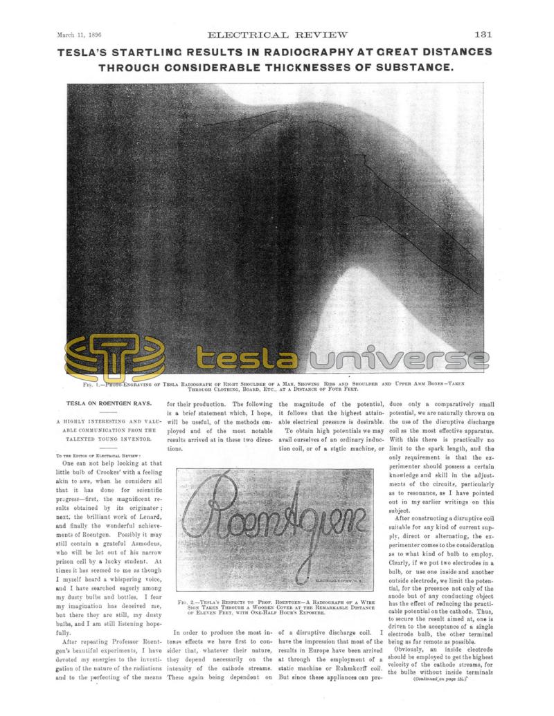 Preview of Tesla On Roentgen Rays article