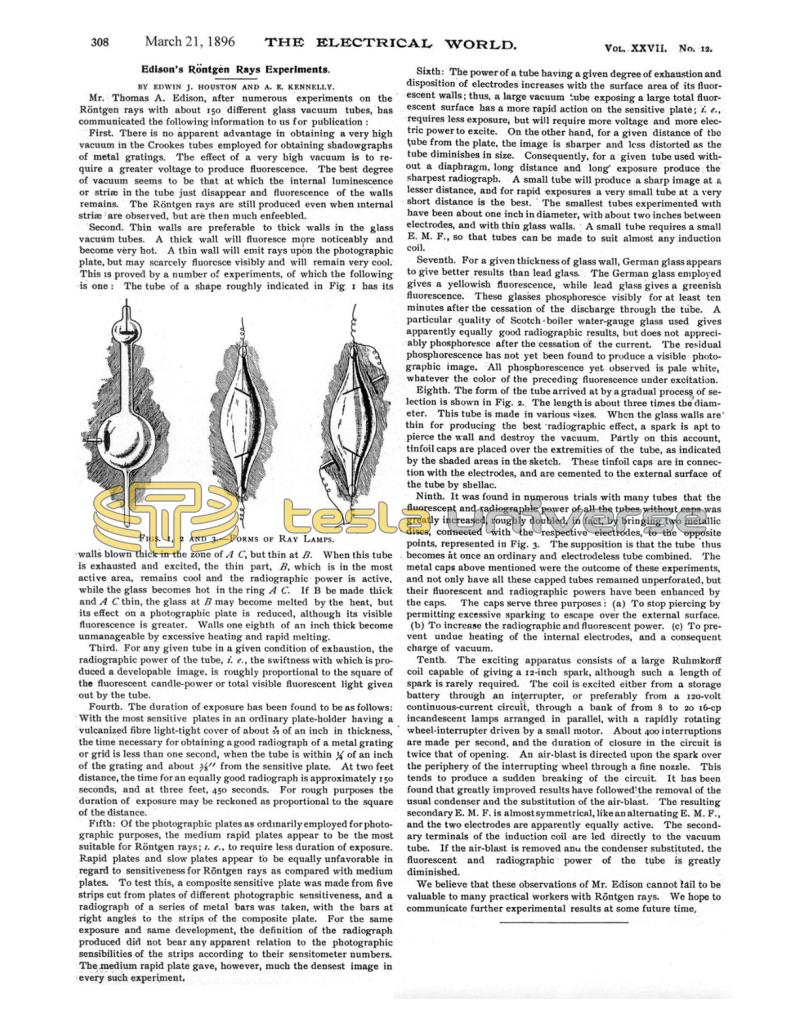 Preview of Edison's Rontgen Rays Experiments article