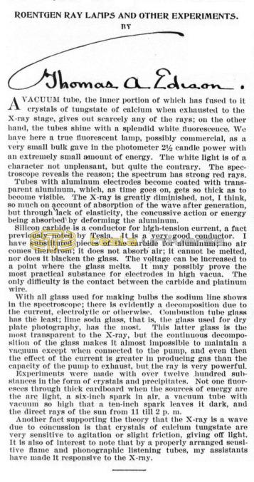 Preview of Roentgen Ray Lamps and Other Experiments article