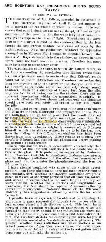 Preview of Are Roentgen Ray Phenomena Due to Sound Waves? article