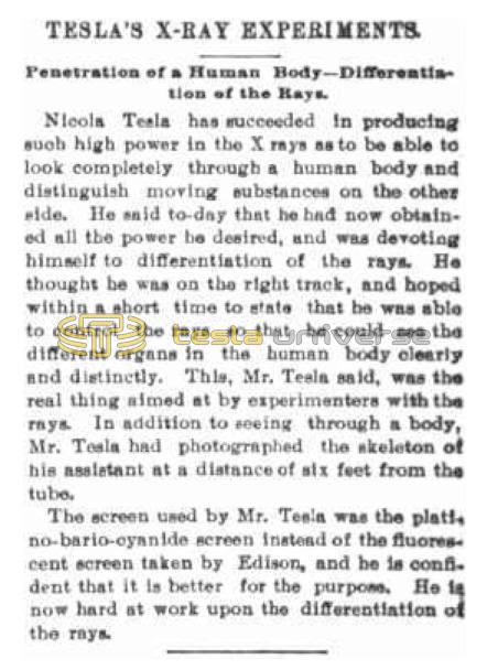 Preview of Tesla's X-Ray Experiments article