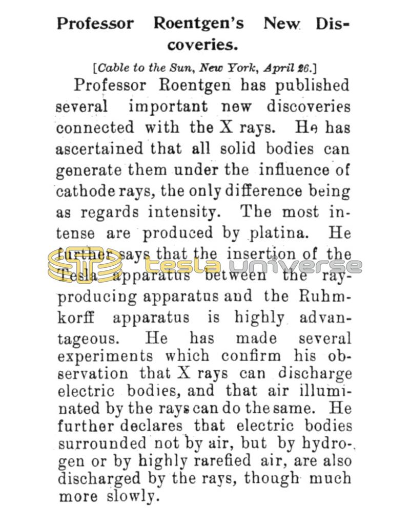 Preview of Professor Roentgen's New Discoveries article