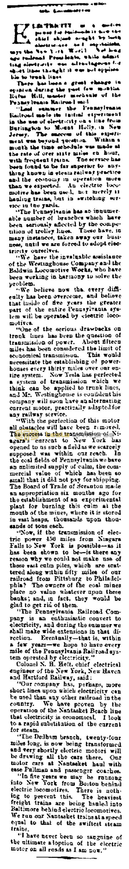 Preview of Electricity as a Motive Power for Railroads article