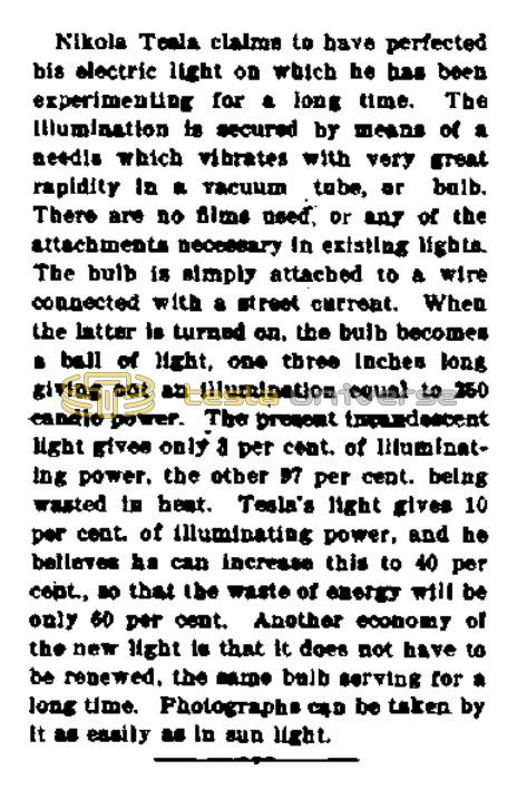 Preview of Tesla's Light (reprint) article