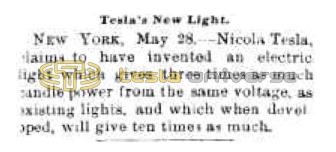 Preview of Tesla's New Light to Give Ten Times the Candle Power article