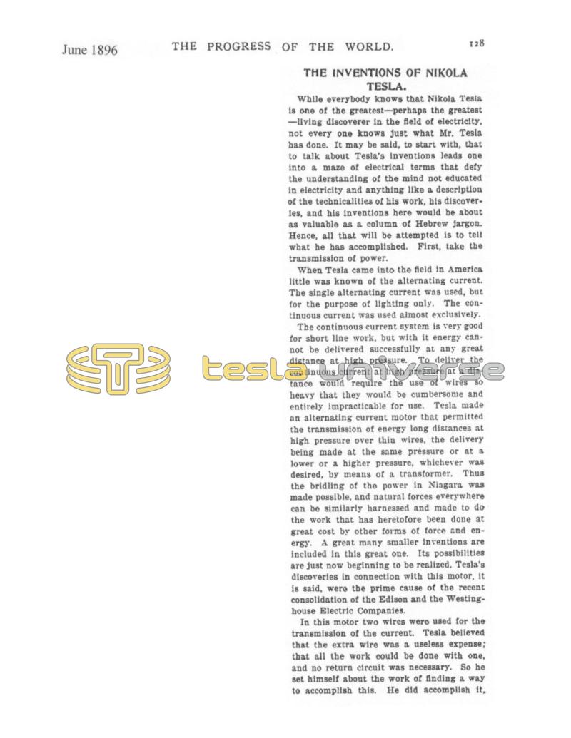 Preview of The Inventions of Nikola Tesla article