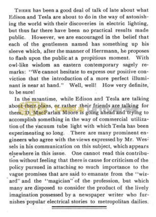 Preview of Claims of Moore, Tesla and Edison - Editorial article