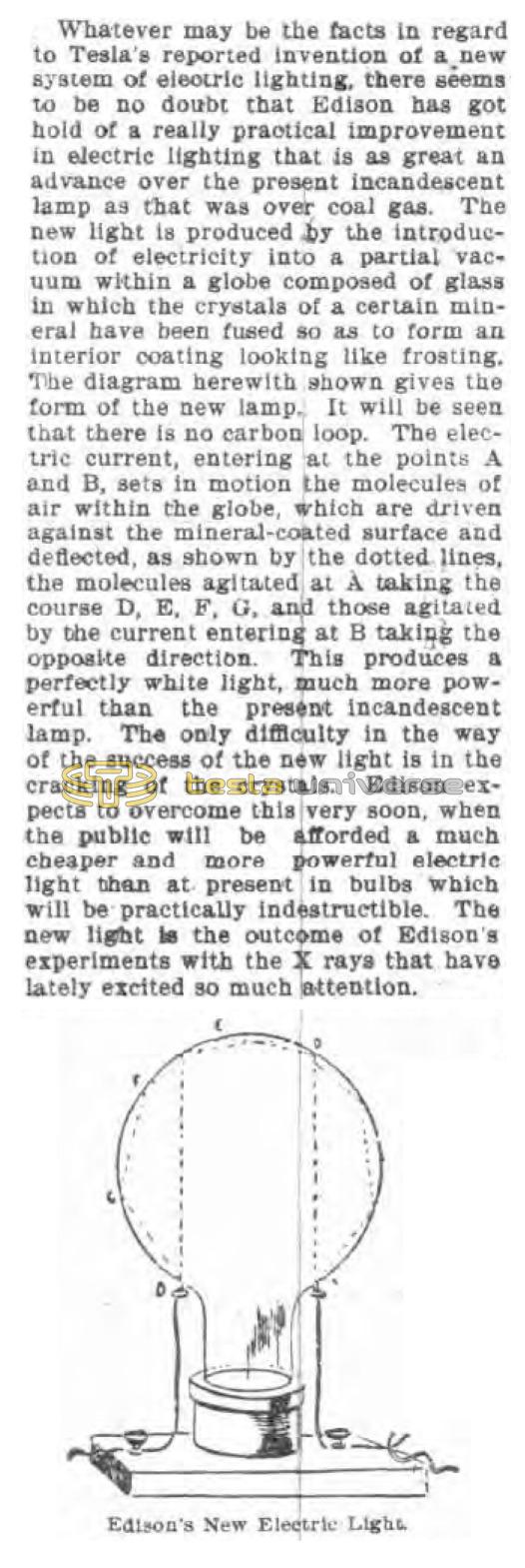 Preview of Edison's New Light (reprint) article