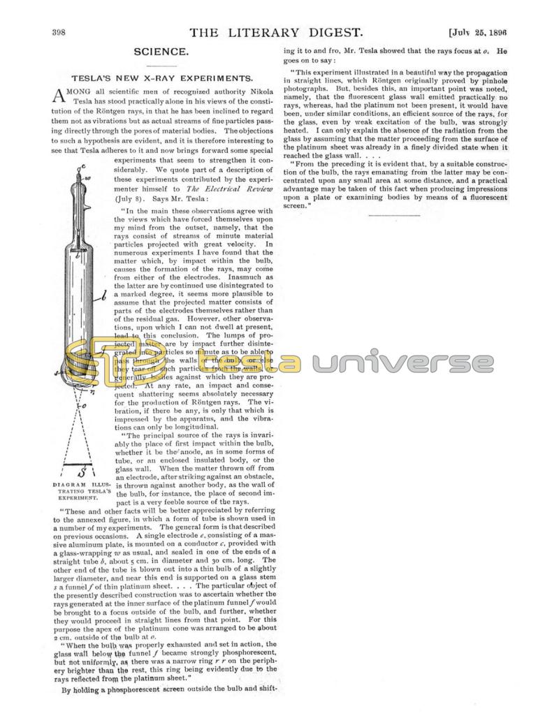 Preview of Tesla's New X-Ray Experiments article