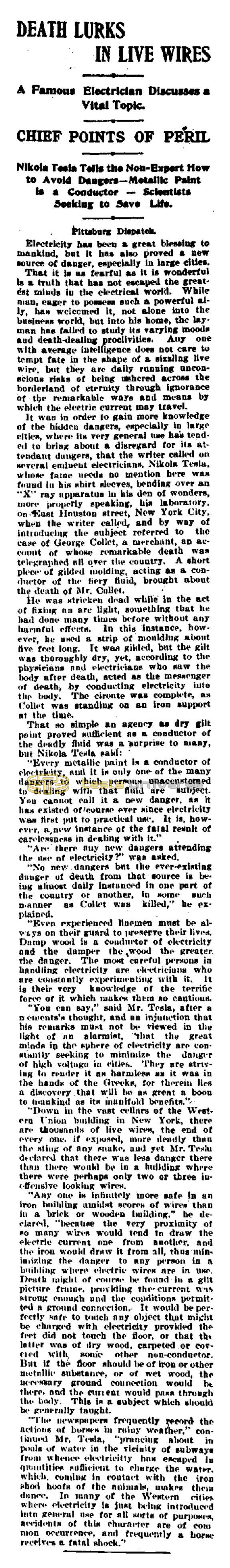 Preview of Death Lurks in Live Wires article