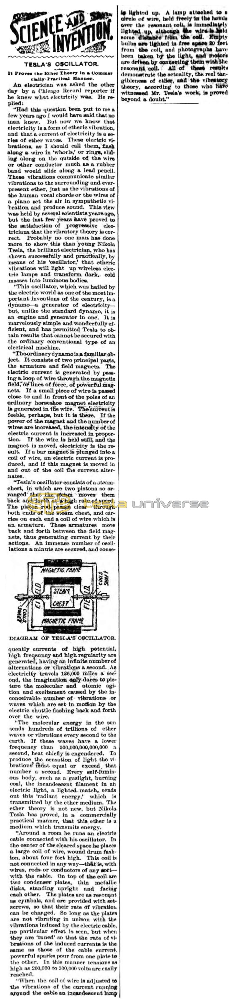 Preview of Science and Invention - Tesla's Oscillator article