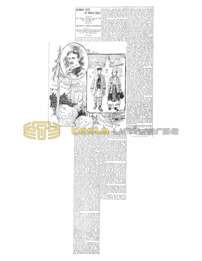 Preview of Boyhood Days of Nikola Tesla article