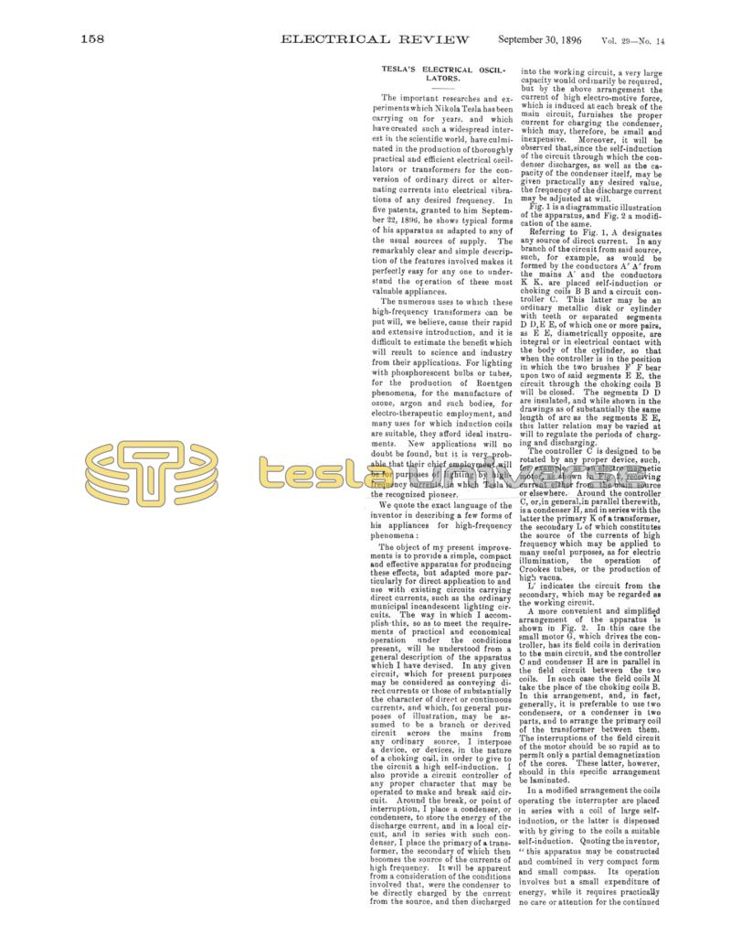 Preview of Tesla's Electrical Oscillators article