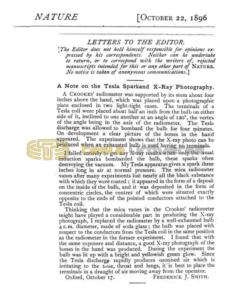Preview of A Note on the Tesla Spark and X-Ray Photography article