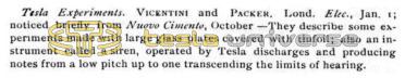 Preview of Tesla Experiments - Tinfoil Covered Glass Plates and the "Siren" Instrument article
