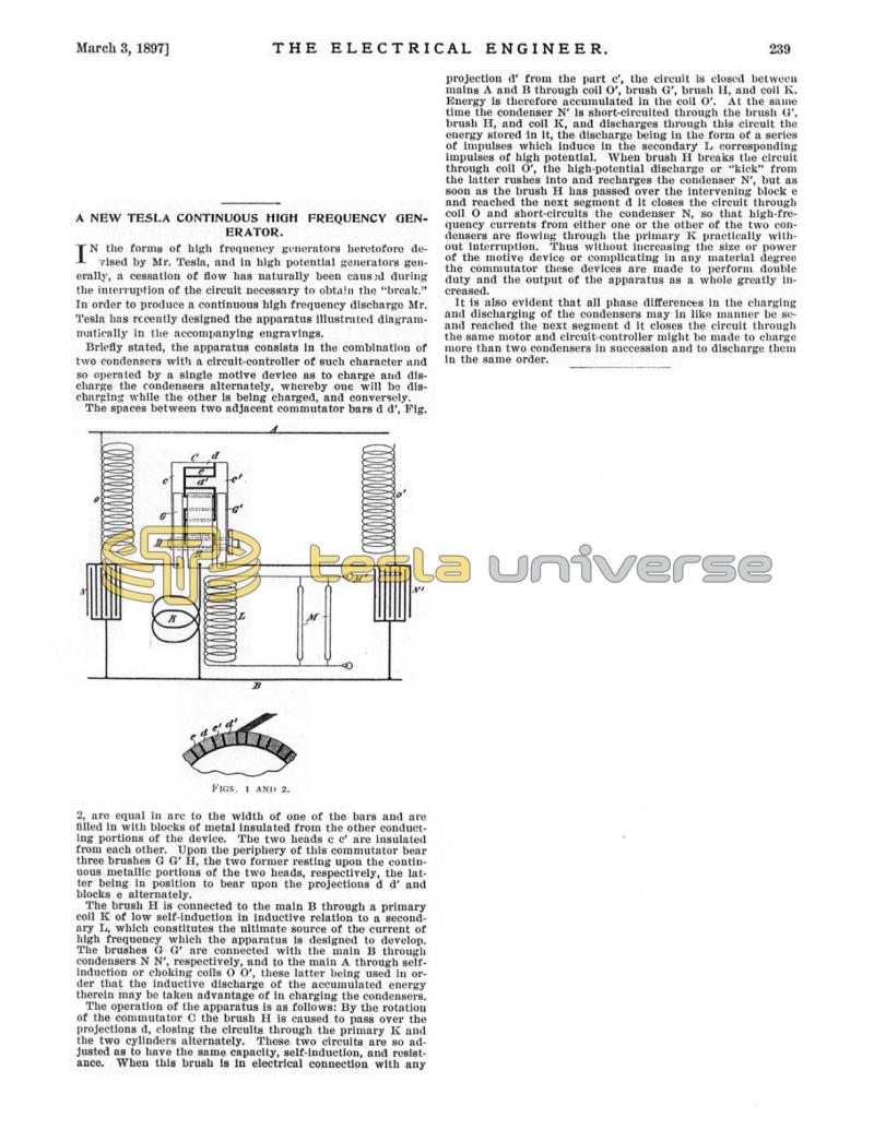 Preview of A New Tesla Continuous High Frequency Generator article