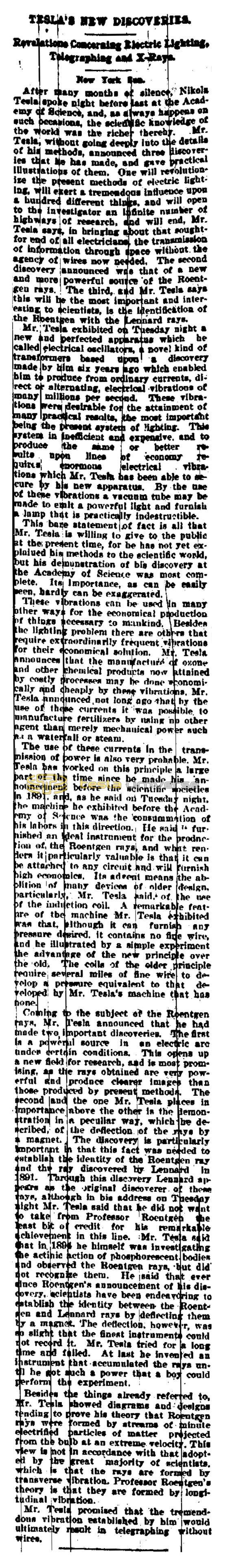Preview of Tesla's New Discoveries (reprint) article