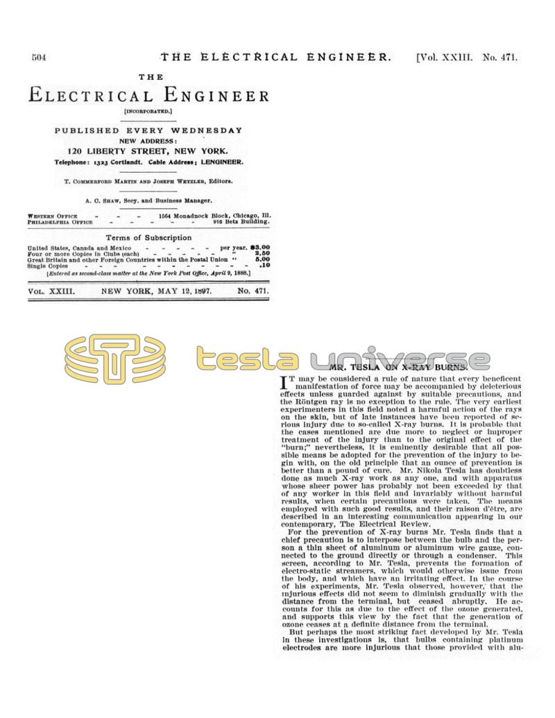 Preview of Mr. Tesla on X-Ray Burns article