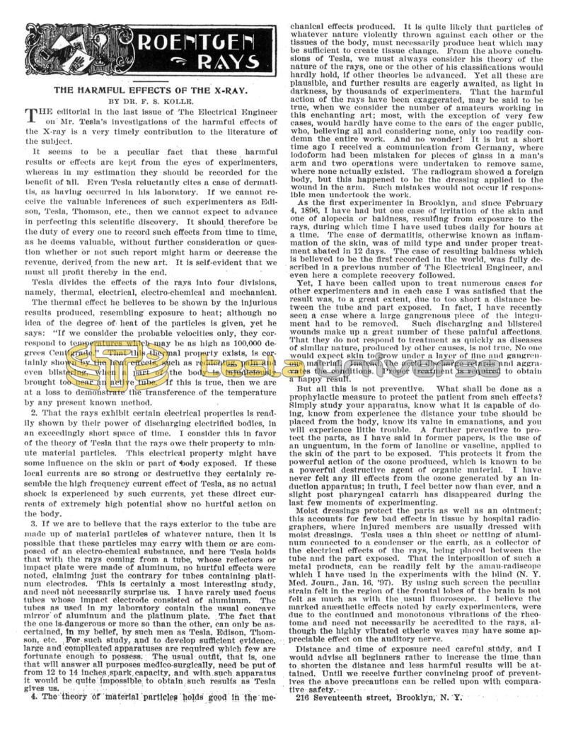 Preview of Roentgen Rays - The Harmful Effects of the X-Ray article
