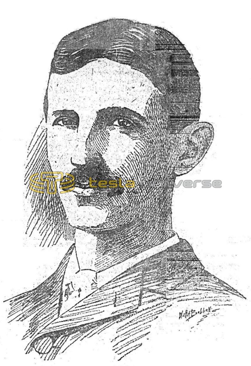 Illustration of Nikola Tesla from 1897 newspaper article