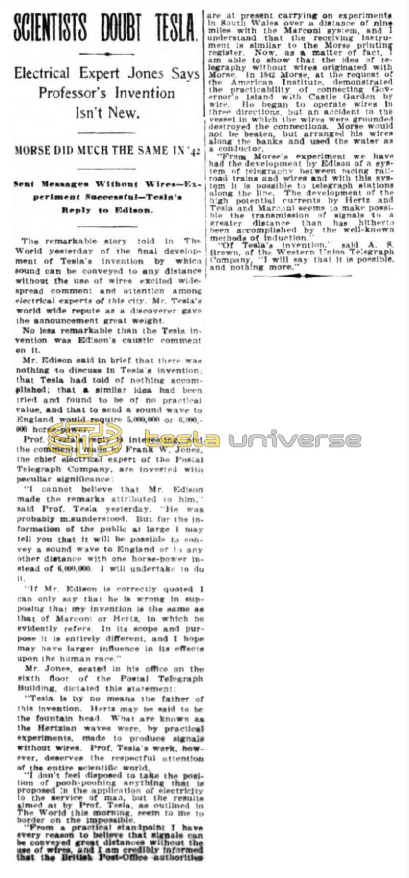 Preview of Scientists Doubt Tesla article
