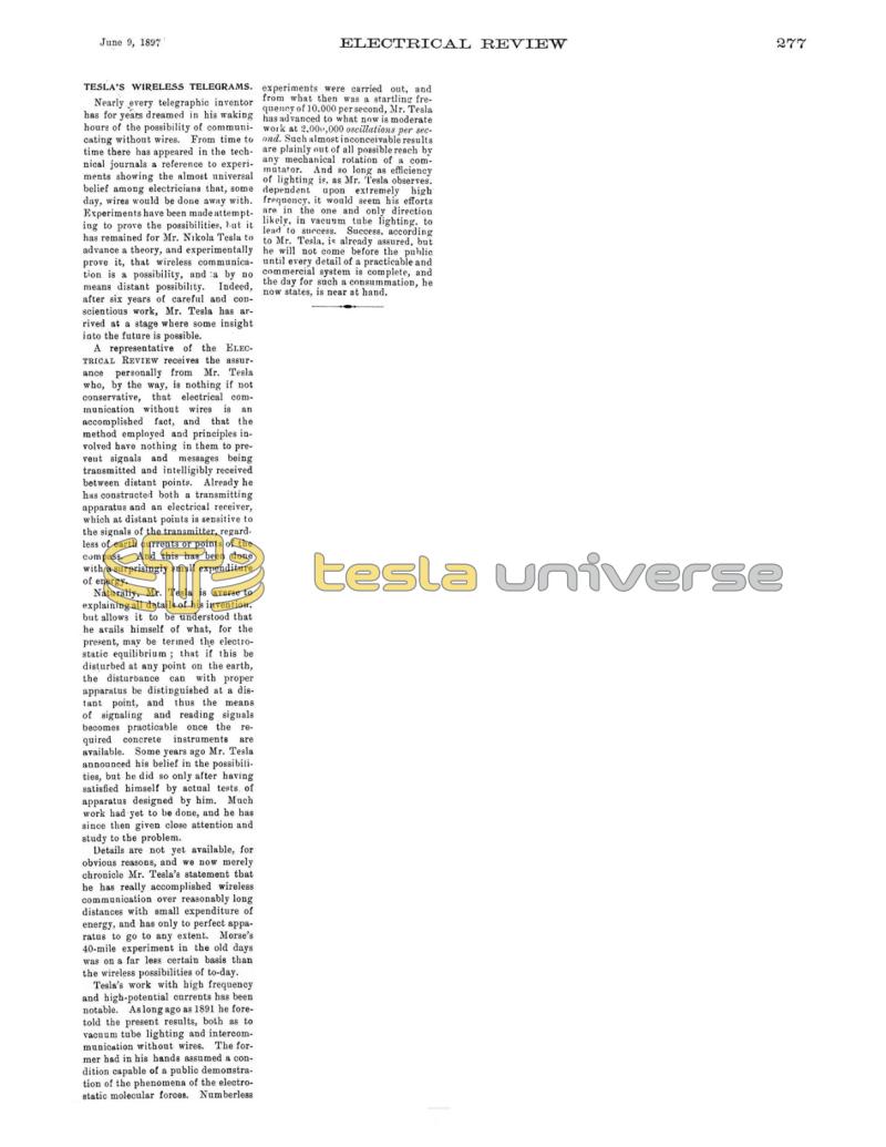 Preview of Tesla's Wireless Telegrams article