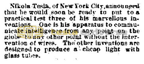 Preview of Nikola Tesla Announces Marvelous Inventions article
