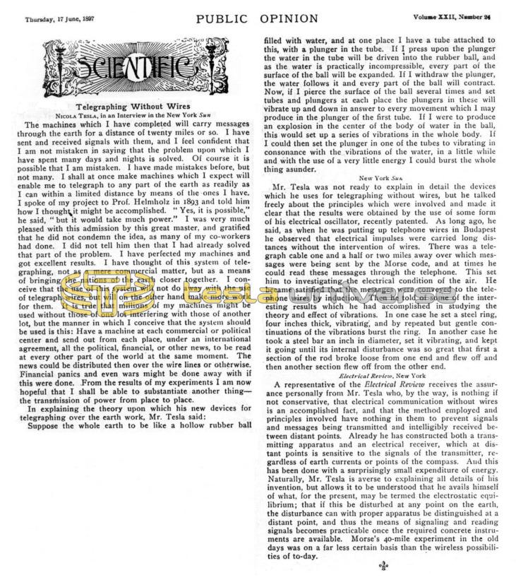 Preview of Telegraphing Without Wires (reprint) article