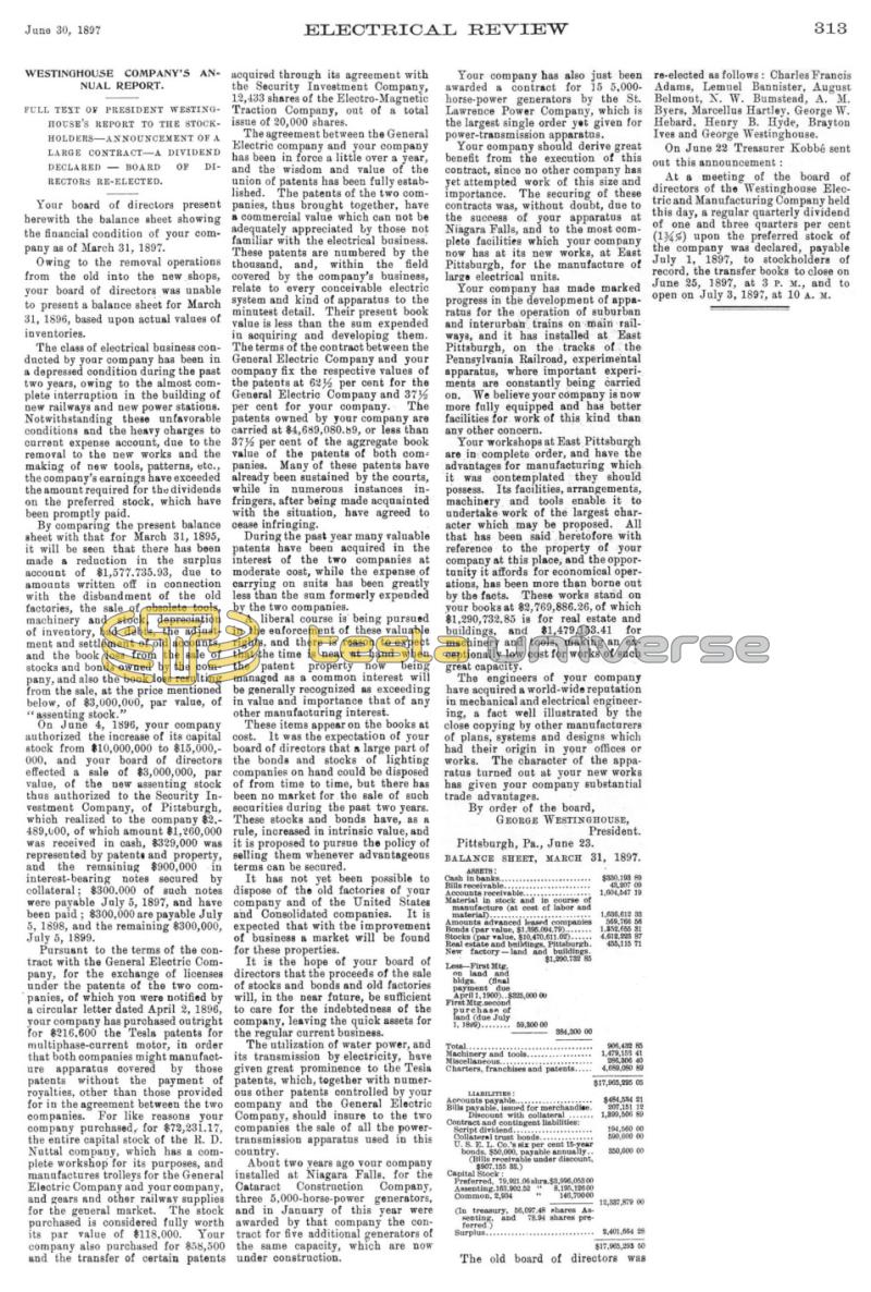 Preview of Westinghouse Company's Annual Report article