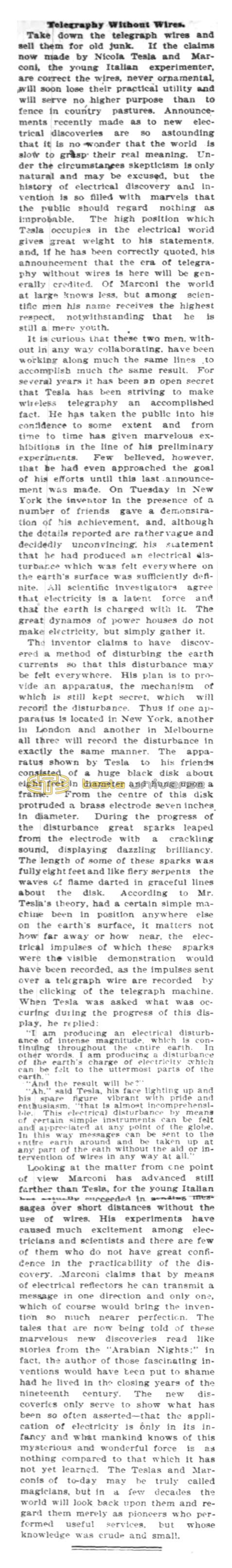 Preview of Telegraphy Without Wires article