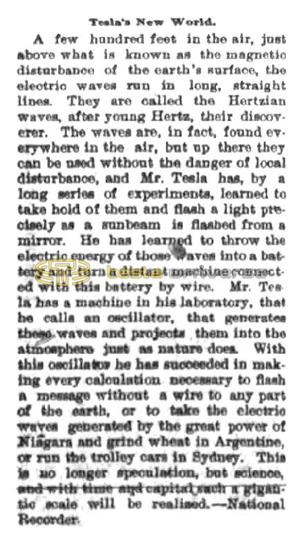 Preview of Tesla's New World (reprint 3) article