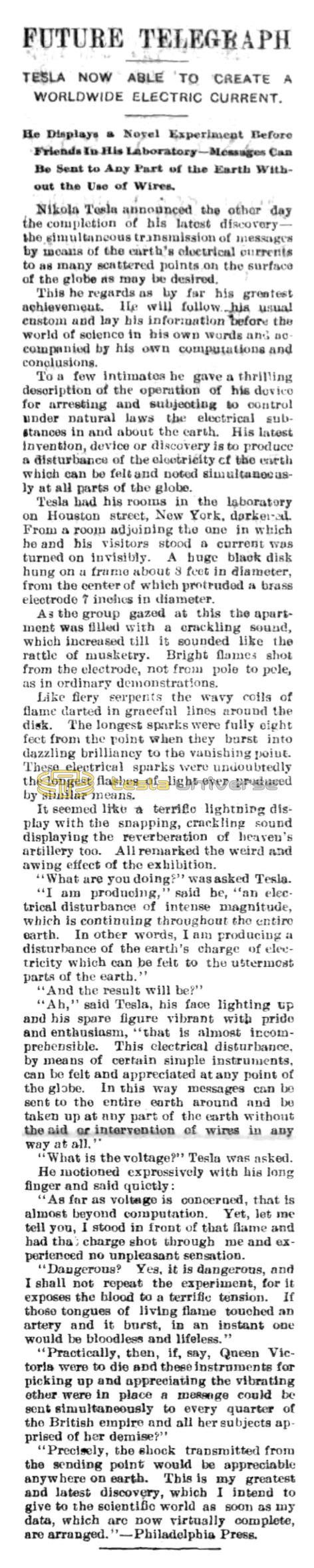 Preview of Future Telegraph article