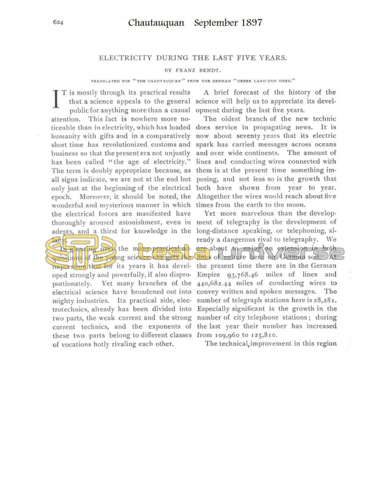 Preview of Electricity During the Last Five Years article