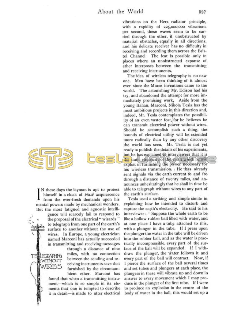 Preview of About the World - Telegraphing Without Wires article