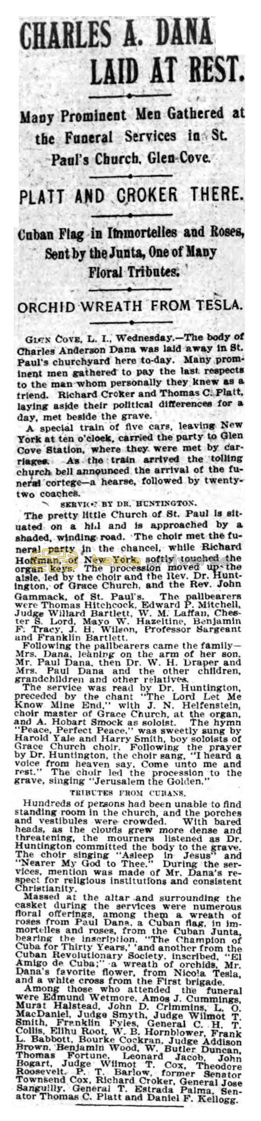 Preview of Charles A. Dana Laid at Rest article