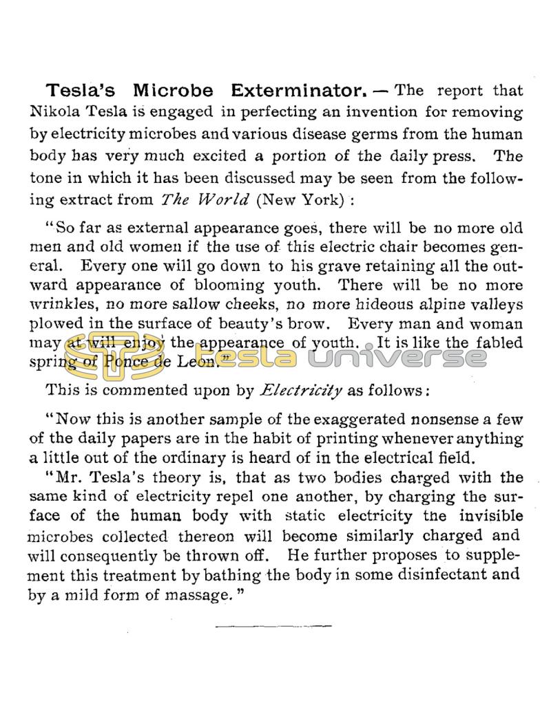 Preview of Tesla's Microbe Exterminator article