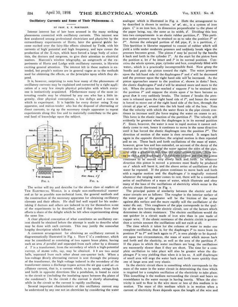 Preview of Oscillatory Currents and Some of Their Phenomena - I article