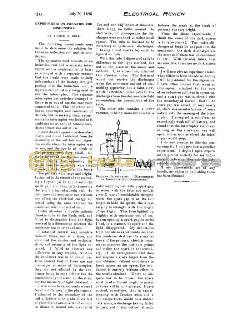 Preview of Experiments on Induction Coil Condensers article