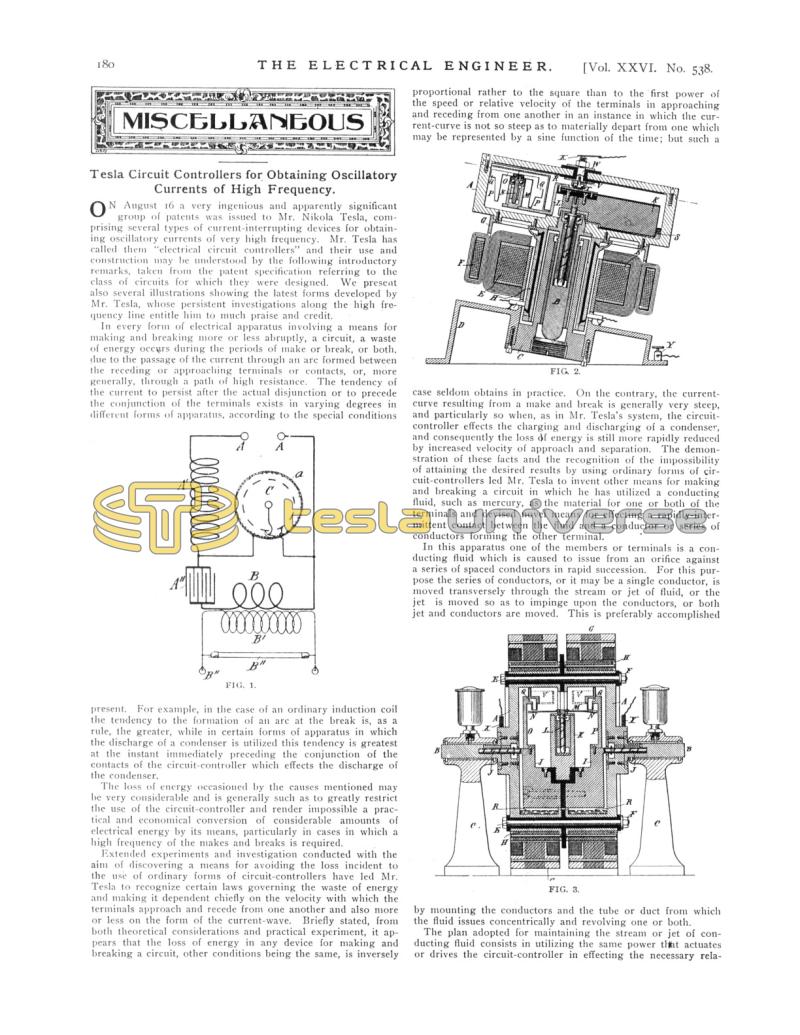 Preview of Tesla Circuit Controllers for Obtaining Oscillatory Currents of High Frequency article