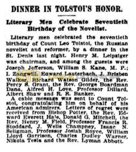 Preview of Dinner in Tolstoi's Honor article