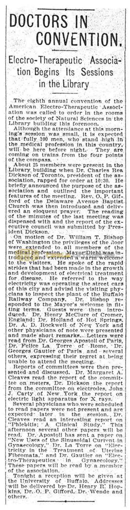 Preview of Doctors in Convention - Electro-Therapeutic Association Begins Its Sessions in the Library article