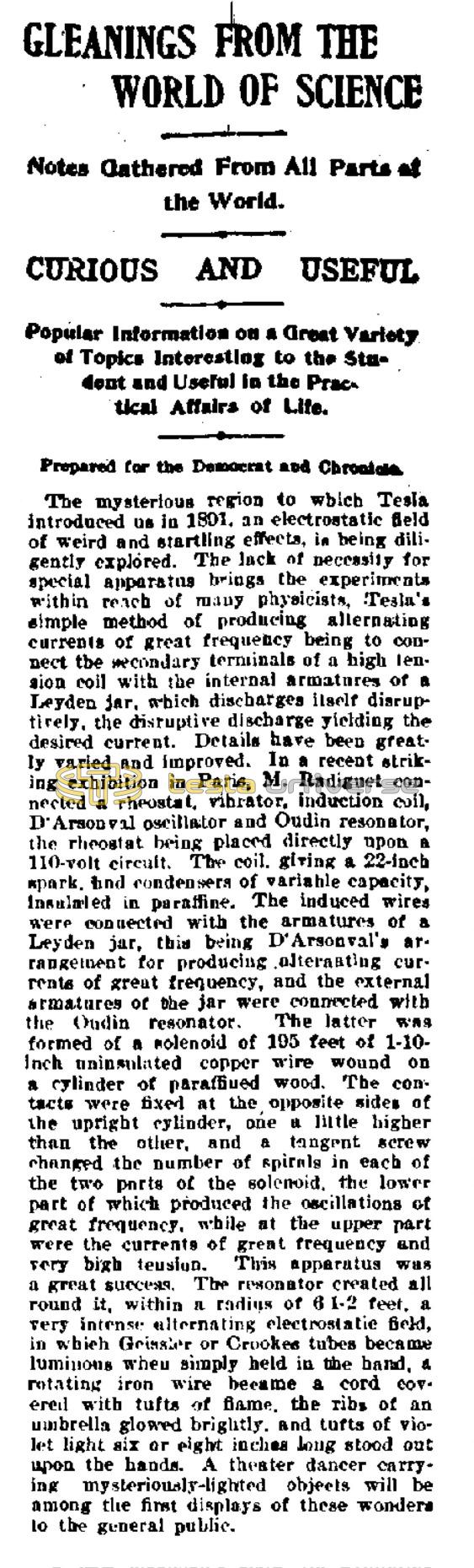 Preview of Gleanings From the World of Science article