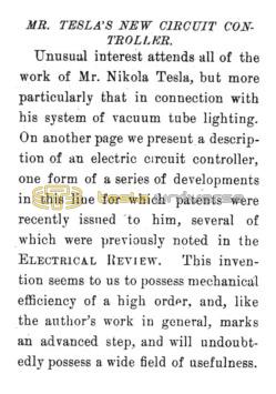 Preview of Mr. Tesla's New Circuit Controller article