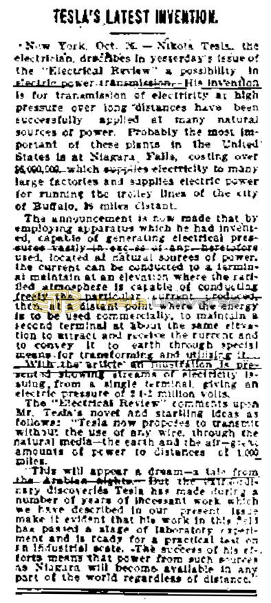Preview of Tesla's Latest Invention - Possibilities in Electric Power Transmission article