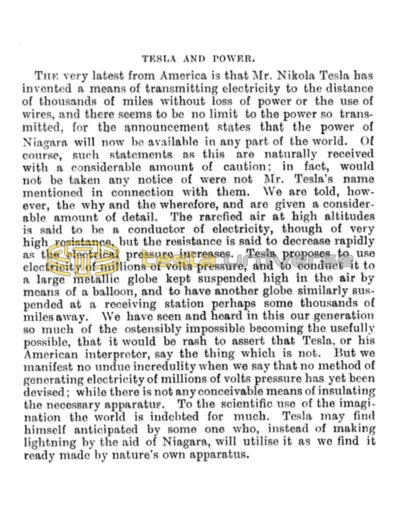 Preview of Tesla and Power article