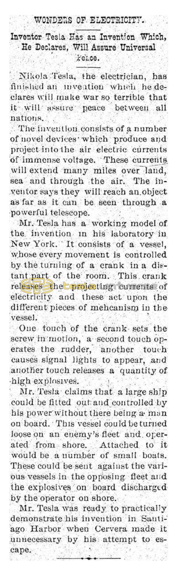 Preview of Wonders of Electricity (Nov. 16, 1898) article