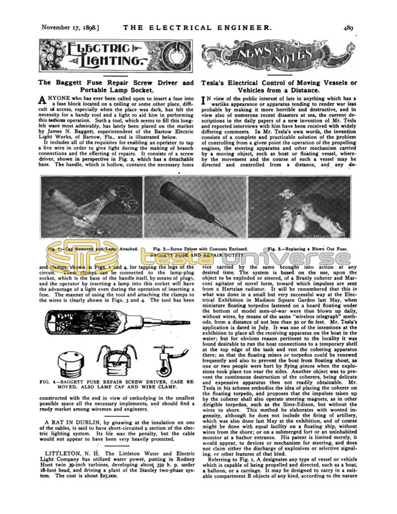 Preview of Tesla's Electrical Control of Moving Vessels or Vehicles from a Distance article